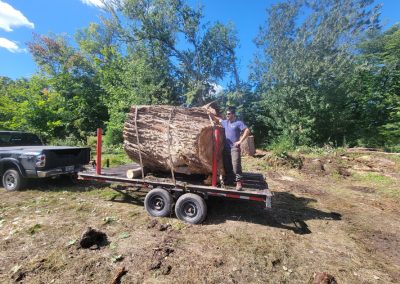 Petit morceau arbre attaché a notre camion - Service Abattage arbre sur la Rive-Sud - Services entretiens Arbres Viau